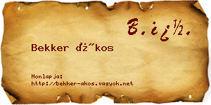 Bekker Ákos névjegykártya